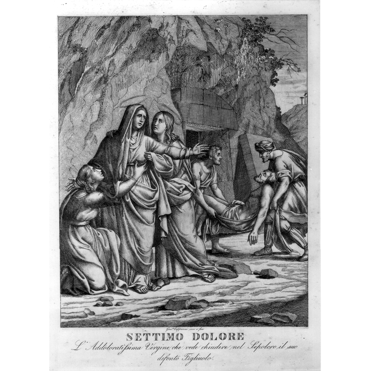 deposizione di Cristo nel sepolcro (stampa, serie) di Capparoni Giuseppe (sec. XIX)