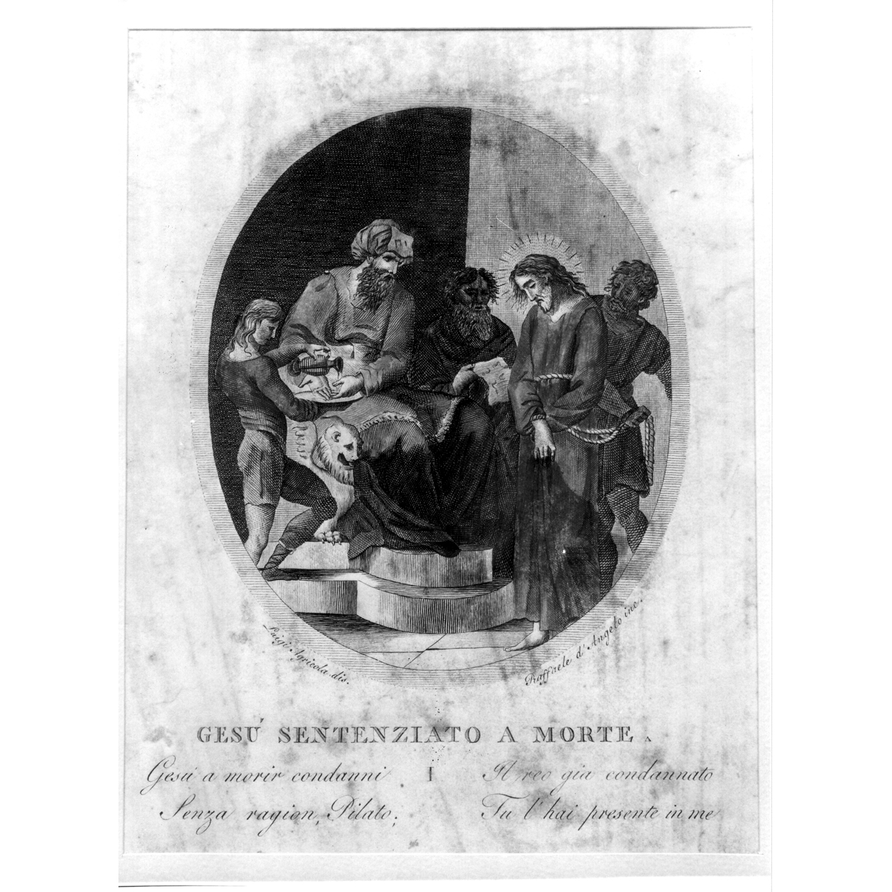 stazione I: Gesù condannato a morte (stampa) di Agricola Luigi, D'Angelo Raffaele (fine sec. XVIII)