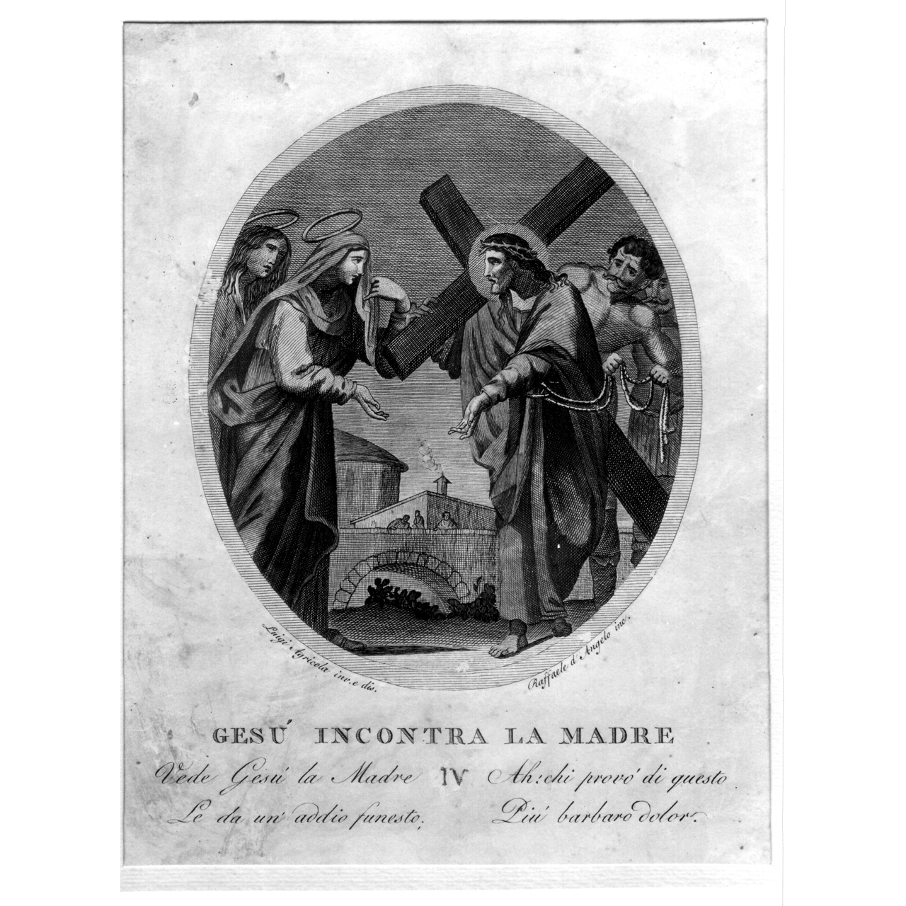 stazione IV: Gesù incontra la Madonna (stampa) di Agricola Luigi, D'Angelo Raffaele (fine sec. XVIII)