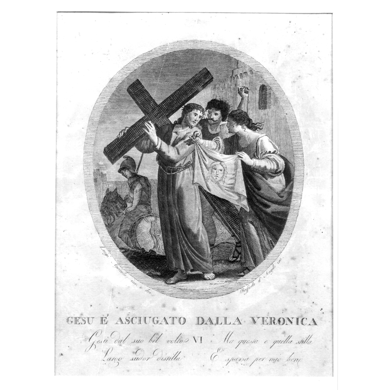 stazione VI: Gesù asciugato dalla Veronica (stampa) di Agricola Luigi, D'Angelo Raffaele (fine sec. XVIII)