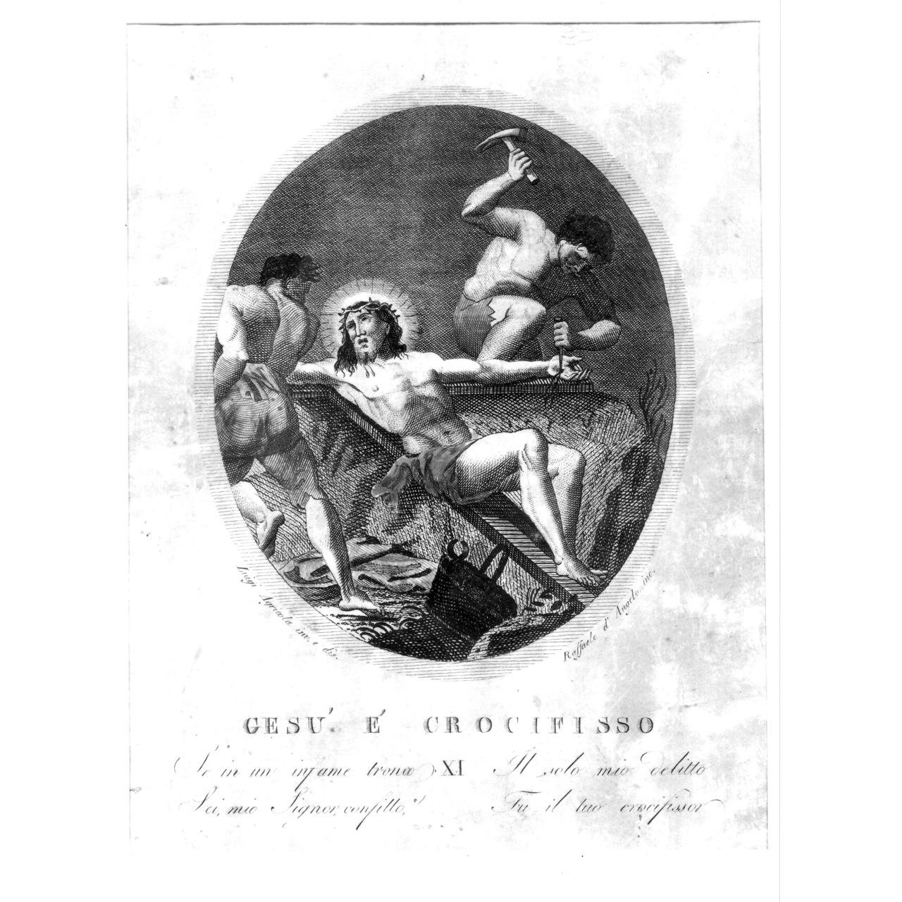 stazione XI: Gesù inchiodato alla croce (stampa) di Agricola Luigi, D'Angelo Raffaele (fine sec. XVIII)