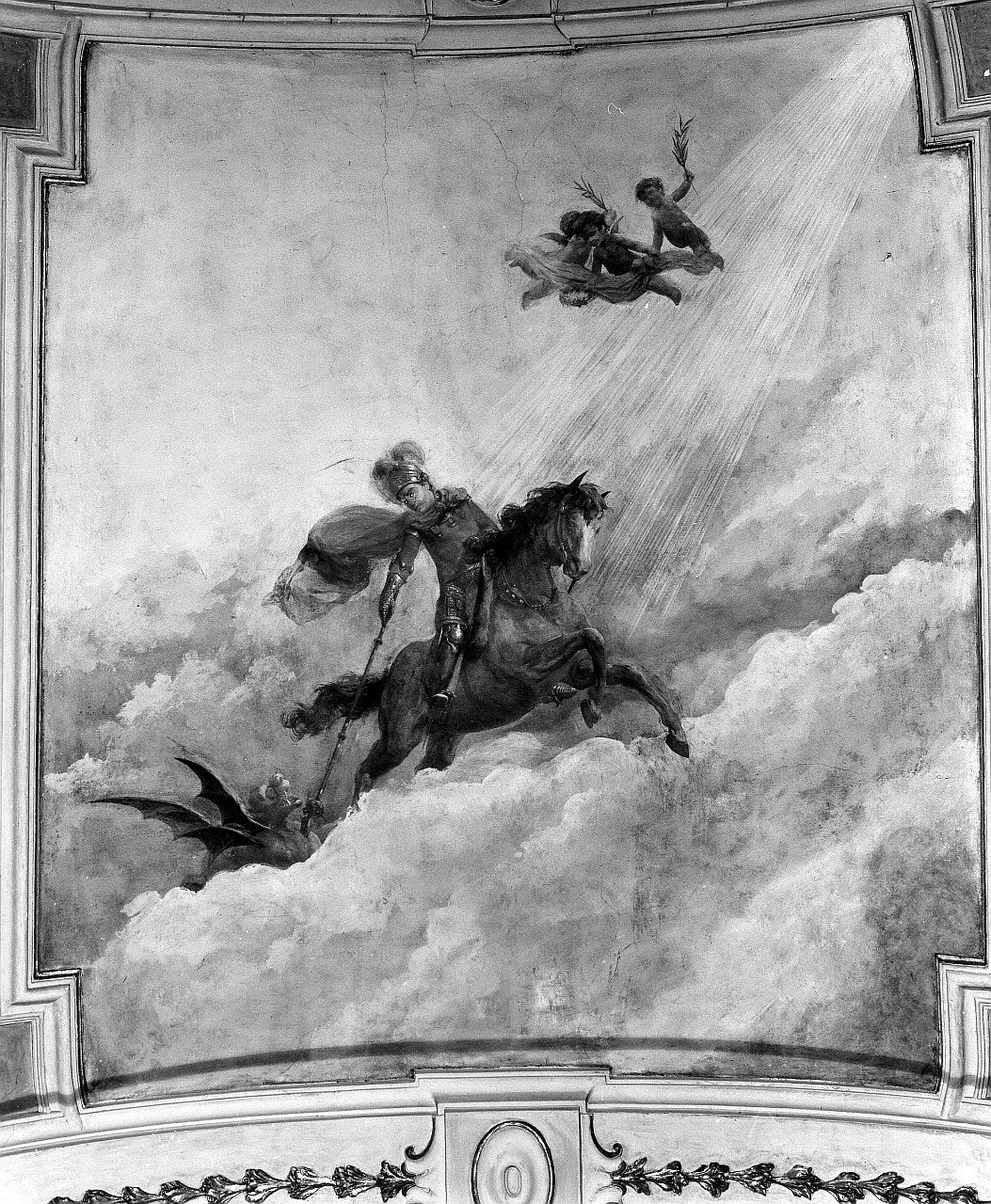 San Giorgio uccide il drago (dipinto murale) - ambito toscano (sec. XIX)