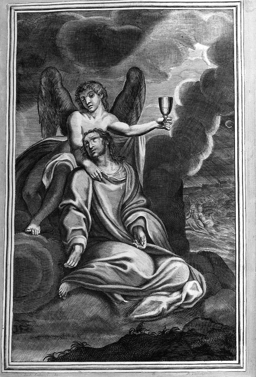 Cristo con angelo nell' orto dei Getsemani (stampa) di Thiboust Benoit, Carracci Ludovico (sec. XVIII)