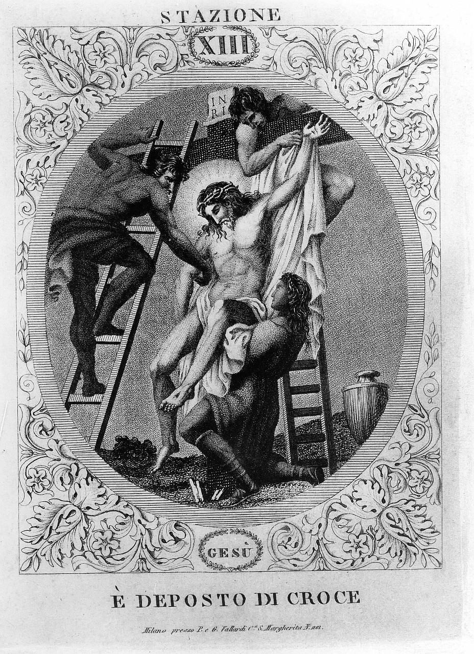 stazione XIII: Gesù deposto dalla croce (stampa) di Rados Luigi (prima metà sec. XIX)