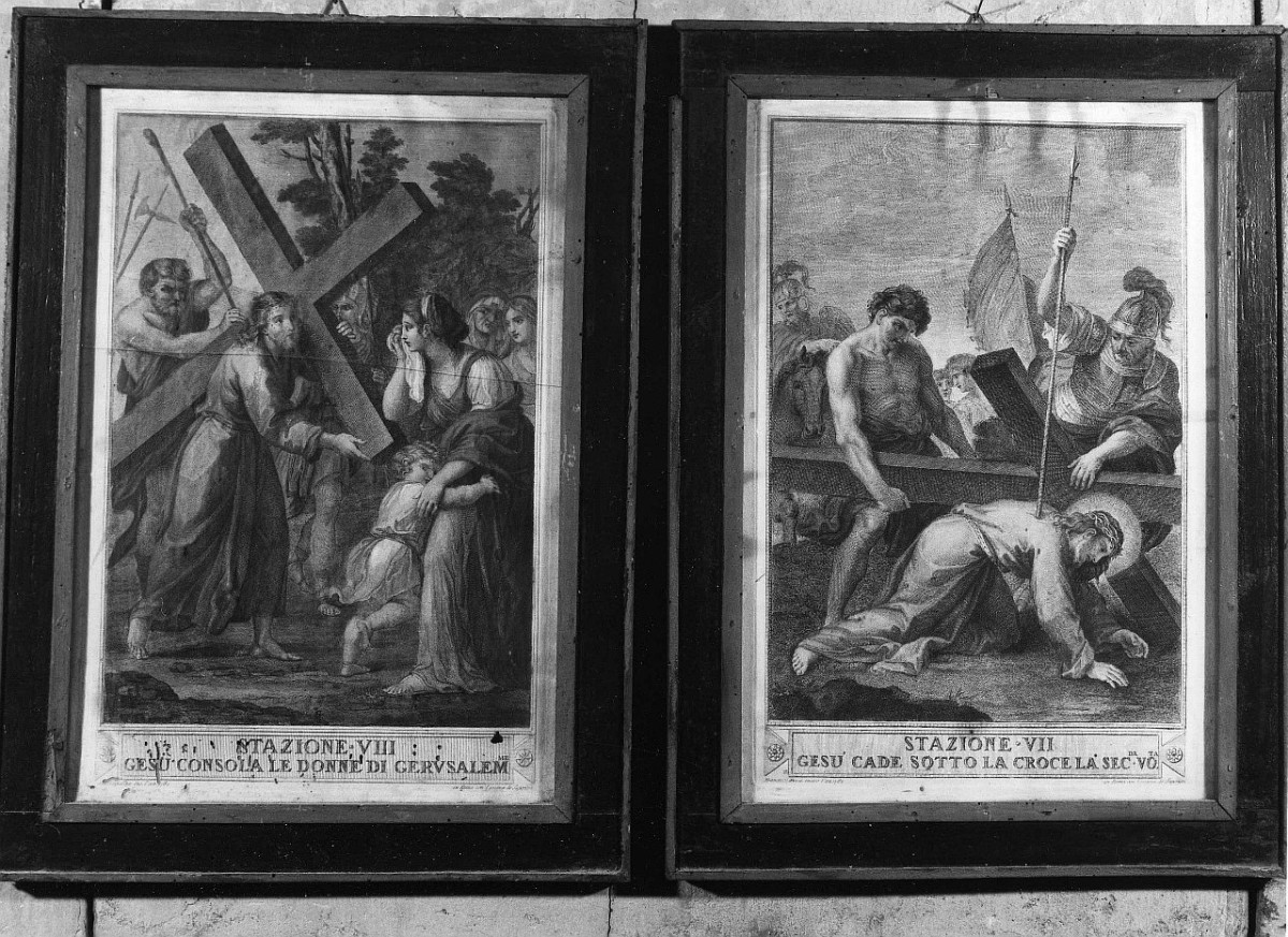 stazione VII: Gesù cade sotto la croce la seconda volta (stampa) di Pozzi Francesco (ultimo quarto sec. XVIII)