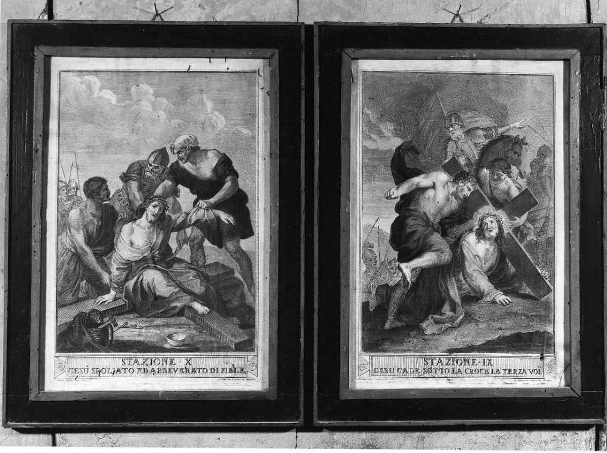 stazione IX: Gesù cade sotto la croce la terza volta (stampa) di Pozzi Francesco (ultimo quarto sec. XVIII)