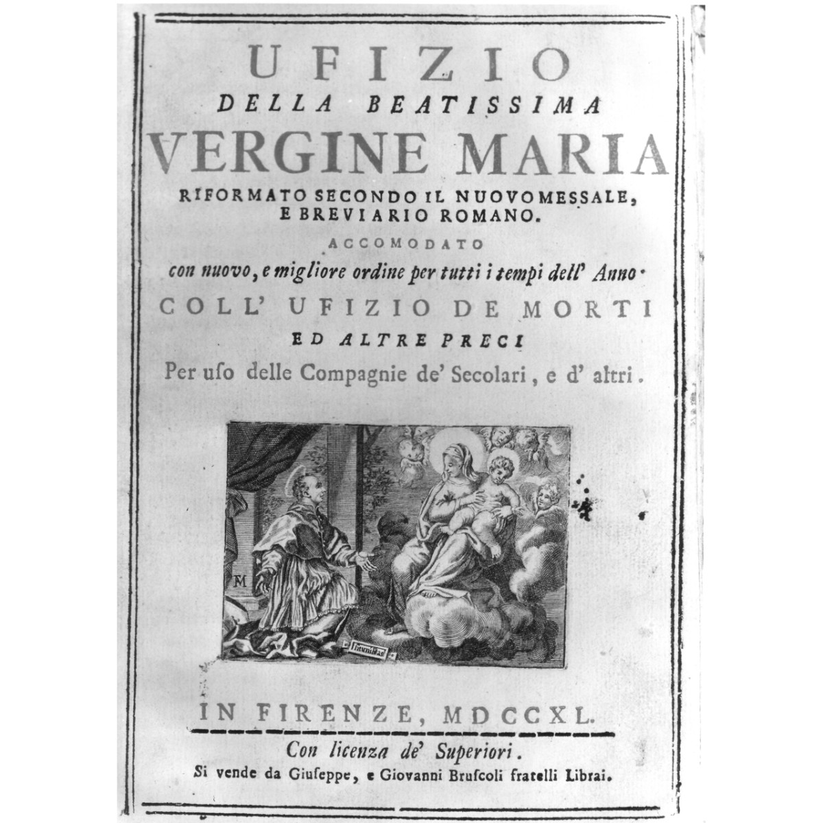 Madonna con Bambino e Santo (stampa) di Morghen Filippo (prima metà sec. XVIII)