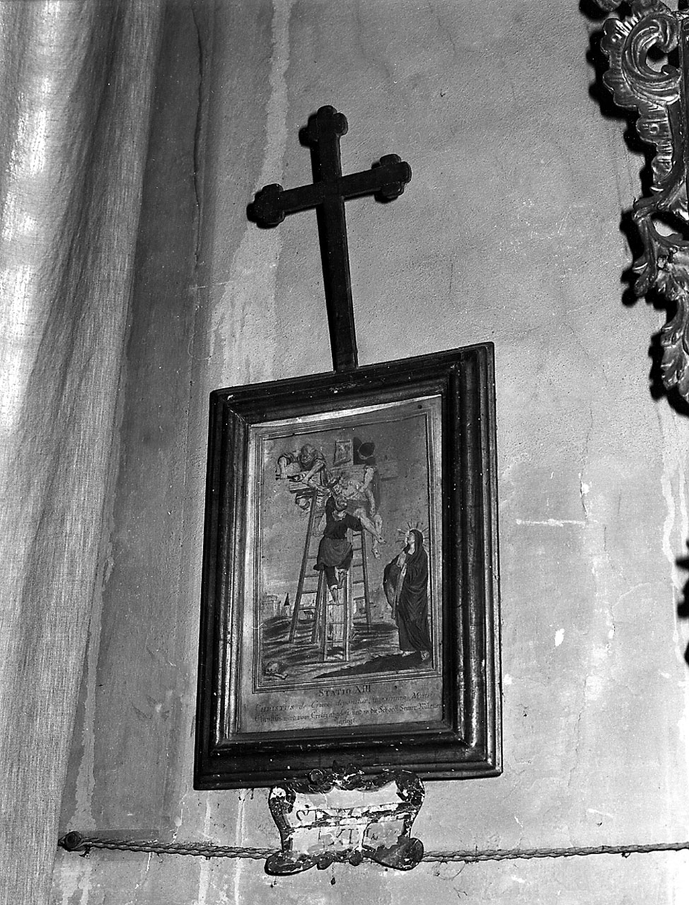 stazione XIII: Gesù deposto dalla croce (stampa colorata a mano) - ambito tedesco (primo quarto sec. XVIII)