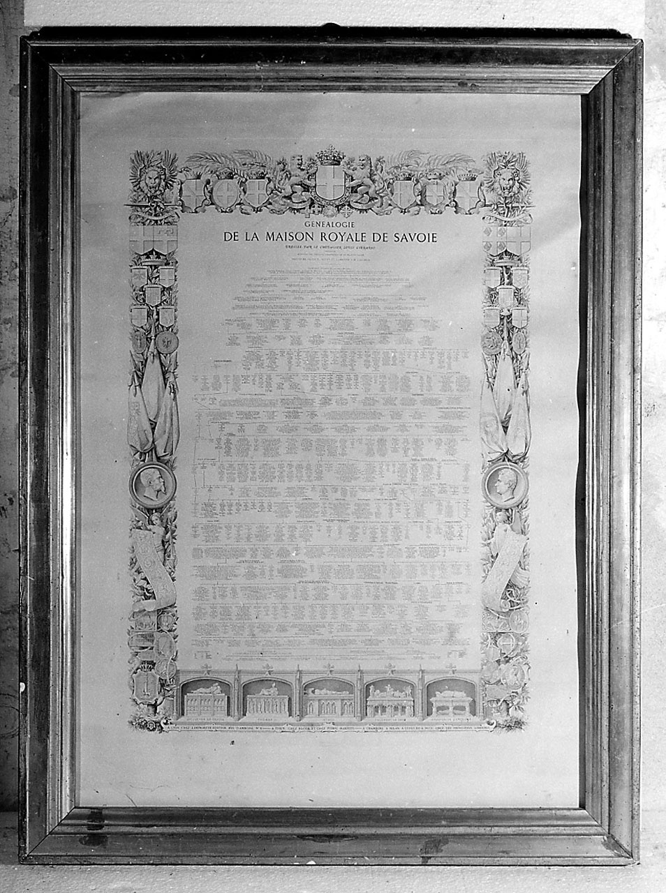 Genealogie de la Mason Royale de Savoie, albero genealogico della famiglia reale Savoia (stampa) di Mariette Pierre (seconda metà sec. XIX)