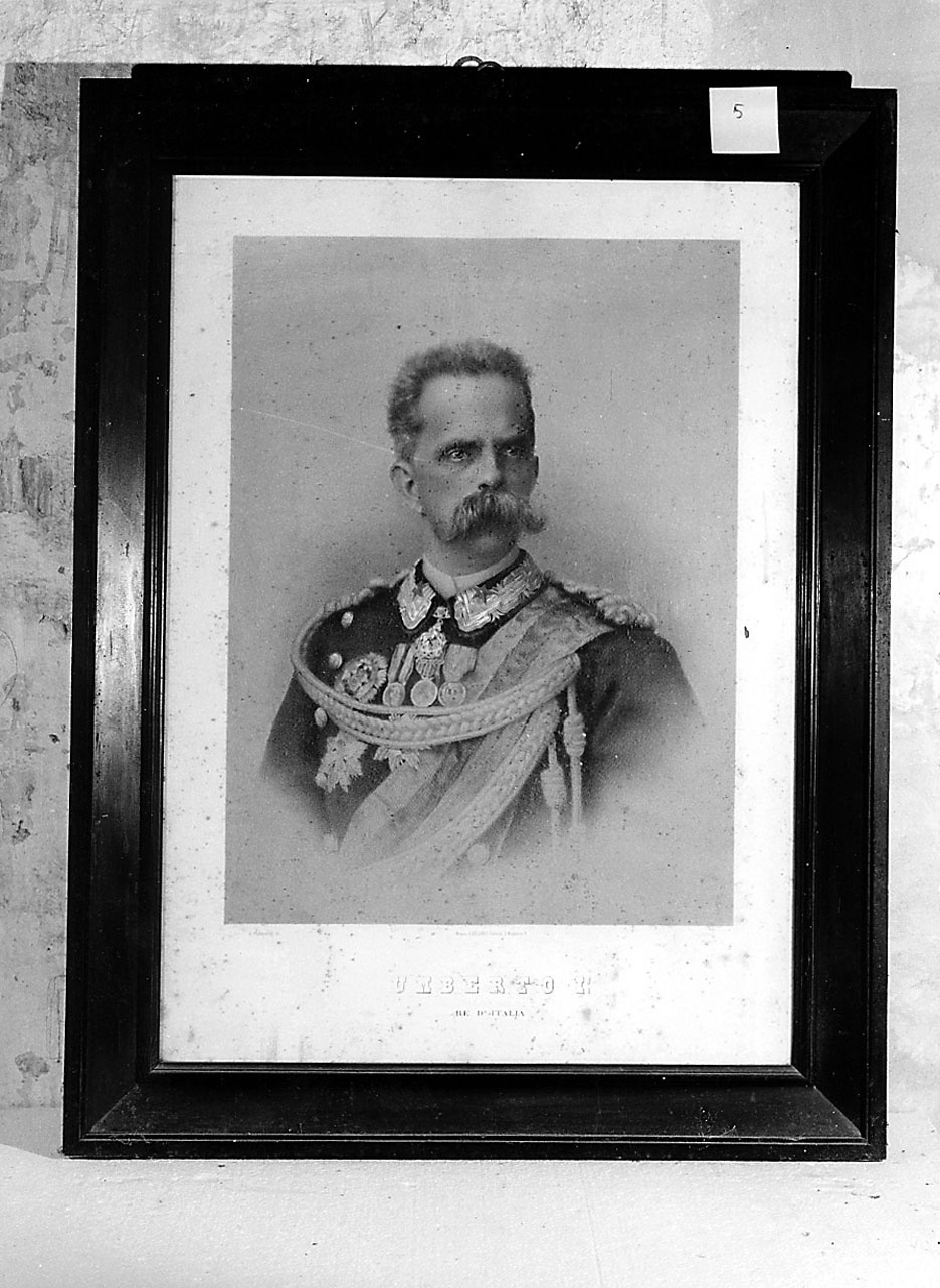 Umberto I re d'Italia, ritratto di Umberto I di Savoia, re d'Italia (stampa) di Malinverno A (seconda metà sec. XIX)