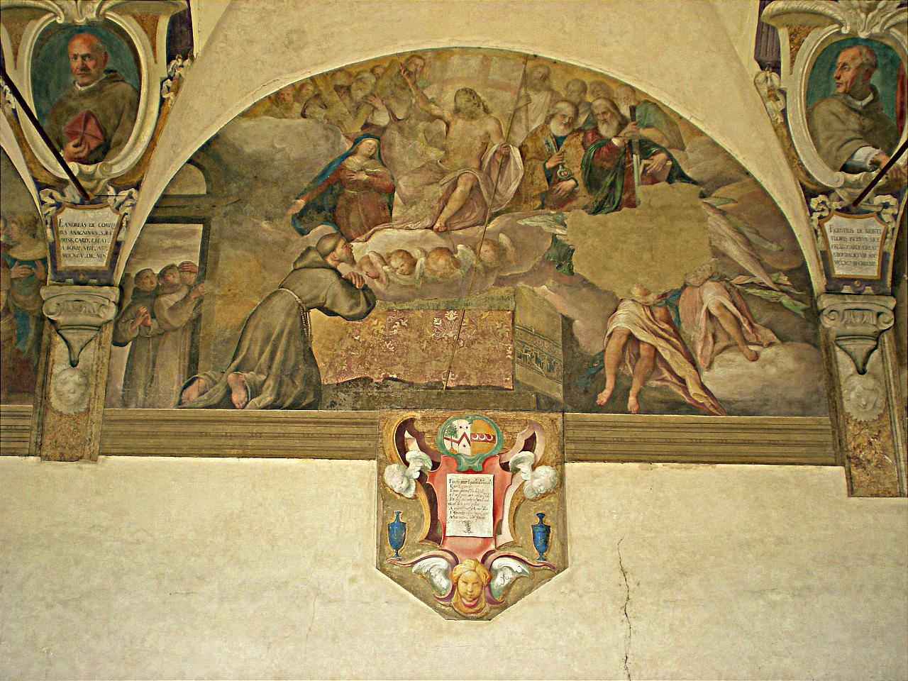 visione di San Francesco d'Assisi alla Porziuncola (dipinto murale) di Ligozzi Jacopo (secc. XVI/ XVII)