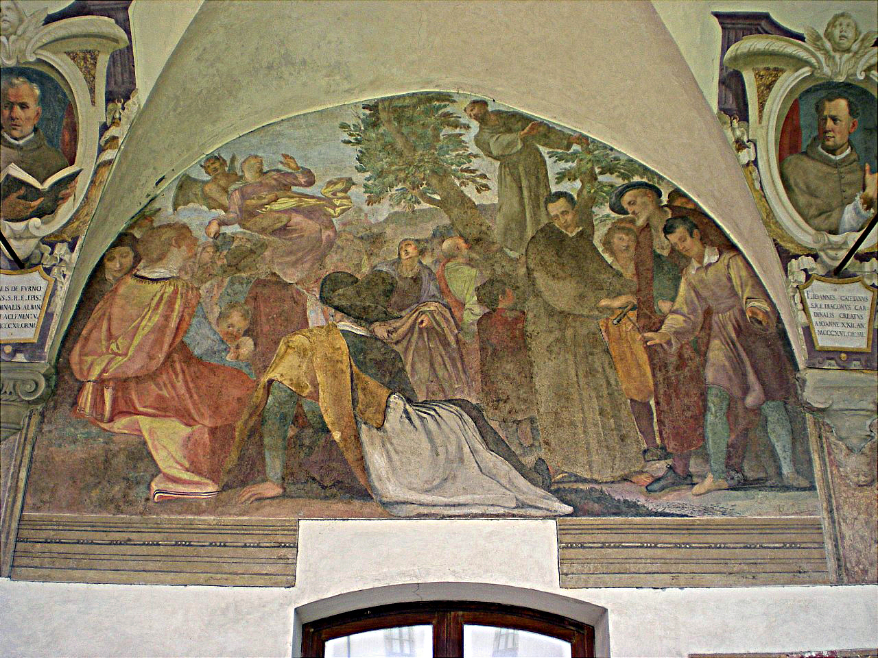 San Francesco d'Assisi caccia un'indemoniata e il miracolo delle formiche (dipinto murale) di Mannozzi Giovanni detto Giovanni da San Giovanni (primo quarto sec. XVII)