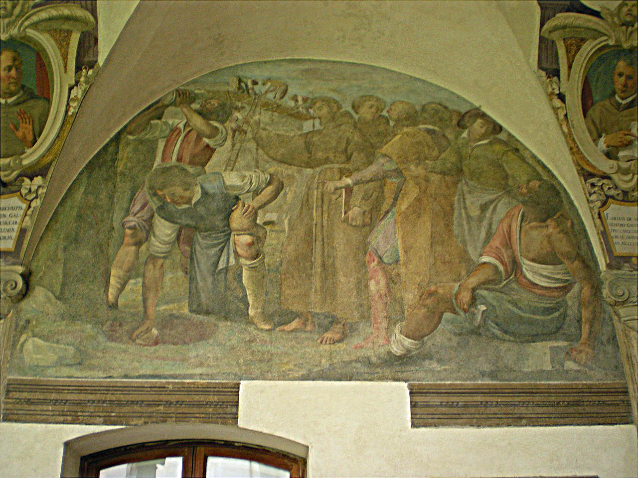 miracolo di San francesco d'Assisi che converte l'acqua in vino (dipinto murale) di Tarchiani Filippo (primo quarto sec. XVII)
