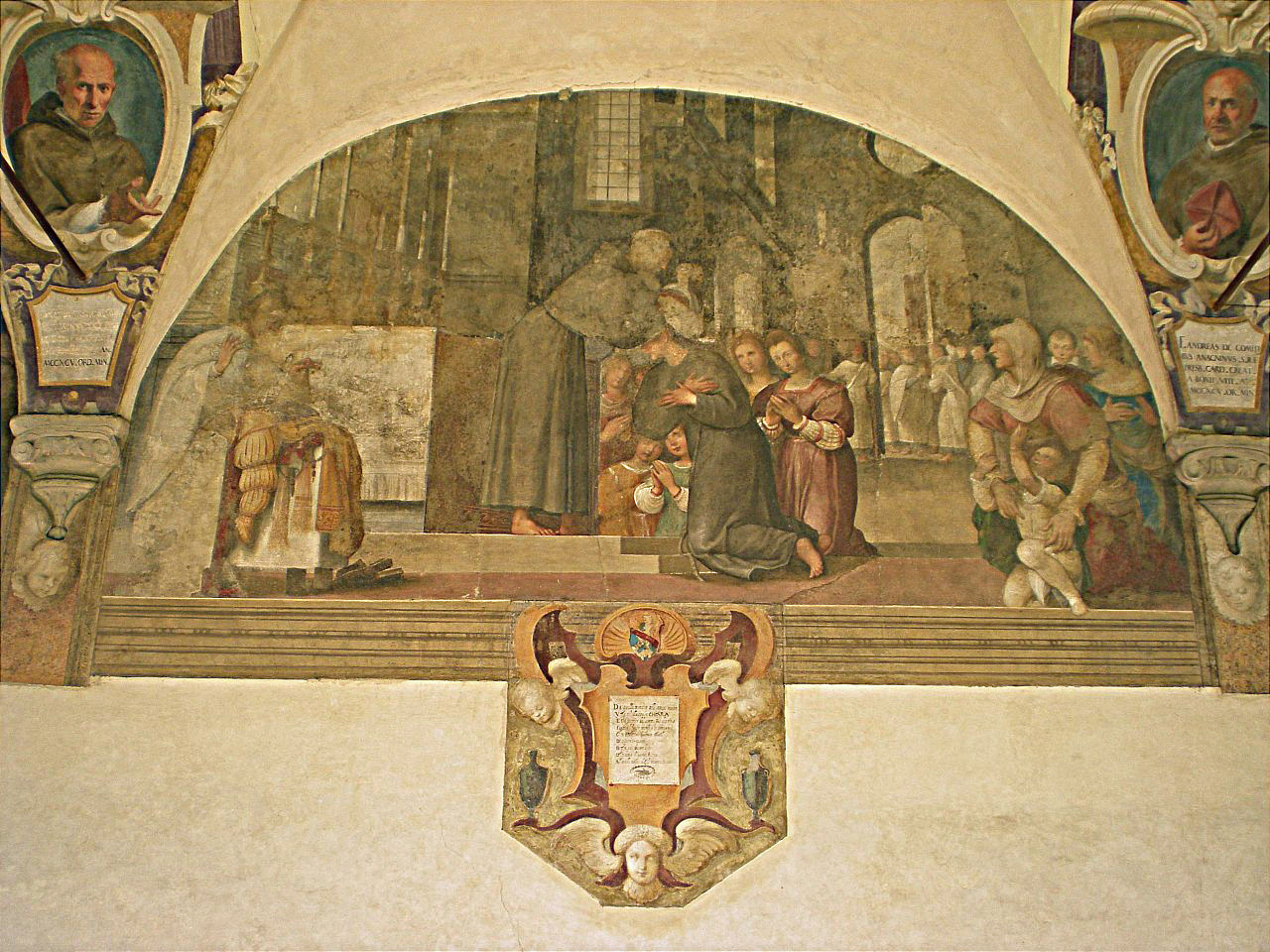 San Francesco d'Assisi conferma la Regola dell'Ordine delle Clarisse (dipinto murale) di Ligozzi Jacopo (secc. XVI/ XVII)