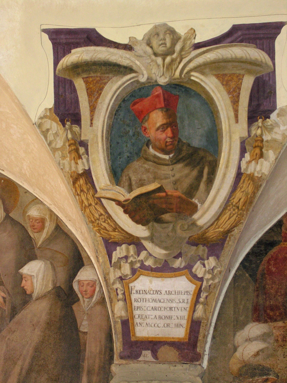 ritratto del Cardinale Rinaldo Rotomage (?) (dipinto murale, serie) di Boschi Alfonso, Boschi Fabrizio, Boschi Francesco (sec. XVII)