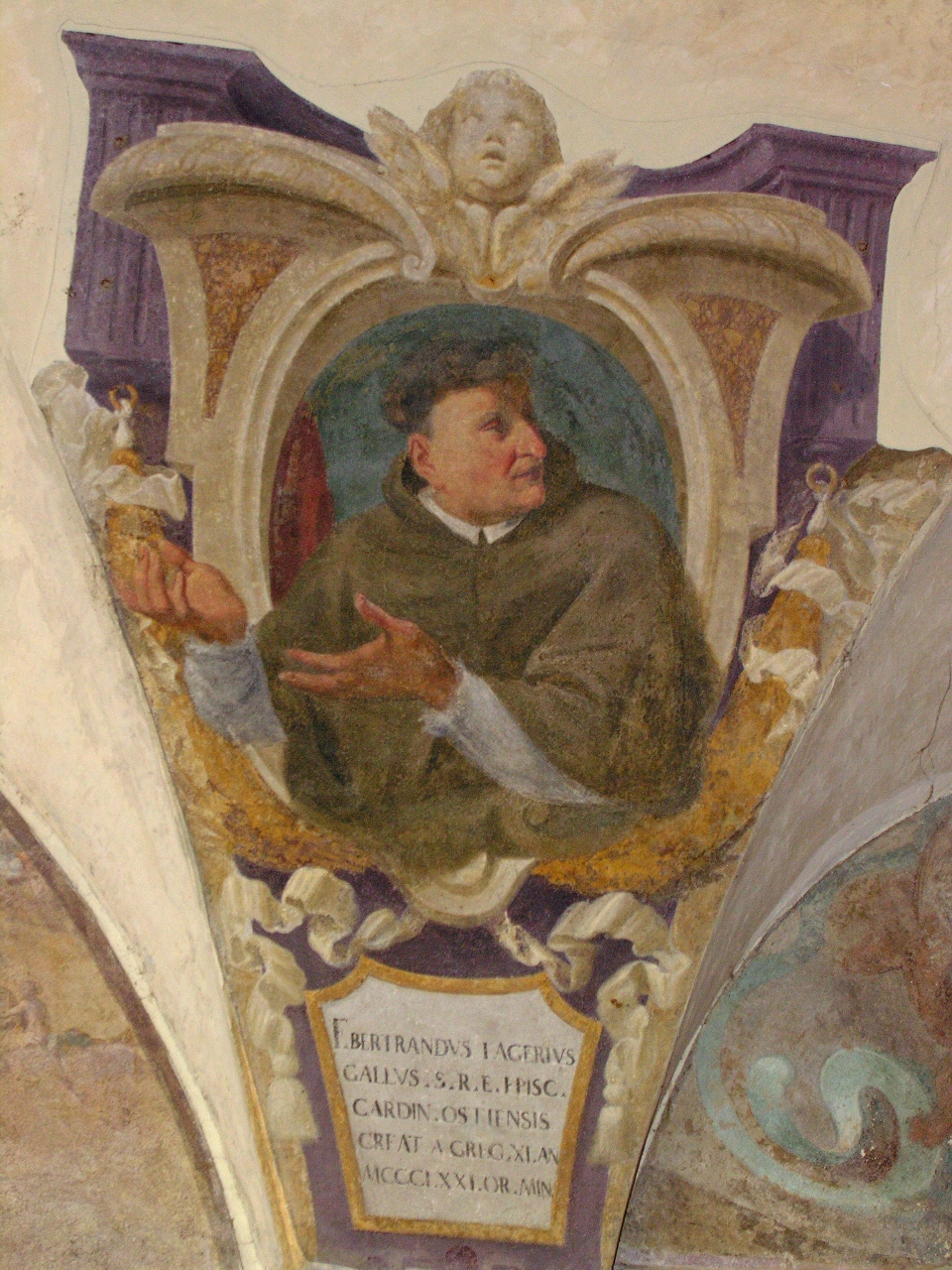 ritratto di ecclesiastico (dipinto murale, serie) di Boschi Alfonso, Boschi Francesco, Boschi Fabrizio (sec. XVII)