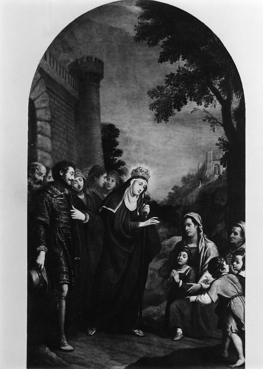 Santa Elisabetta regina del Portogallo riconcilia il marito con il figlio (?) (dipinto, pendant) di Rosselli Matteo (primo quarto sec. XVII)
