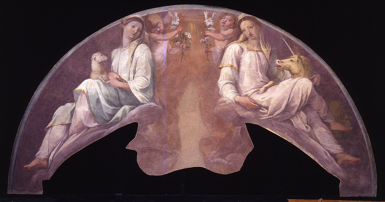 figure allegoriche femminili (dipinto murale staccato) di Barbatelli Bernardino detto Poccetti (sec. XVII)
