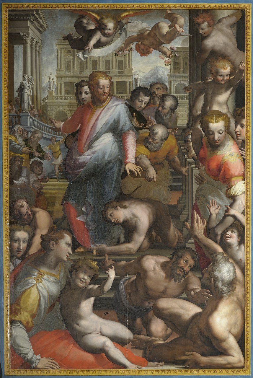 Cristo guarisce il lebbroso (dipinto) di Morandini Francesco detto Poppi (sec. XVI)