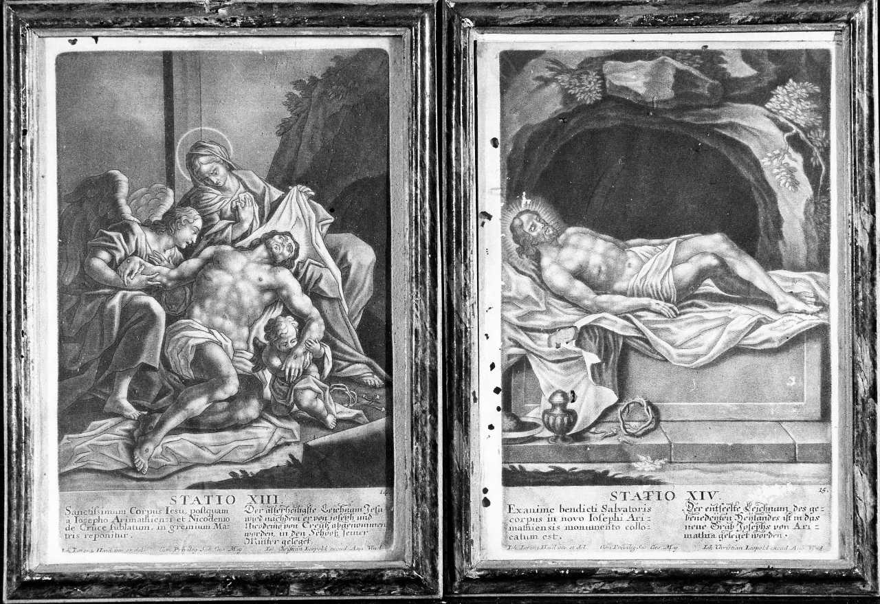 stazione XIV: Gesù deposto nel sepolcro (stampa) di Haid Johann Lorenz, Leopold Johann Christian (secondo quarto sec. XVIII)