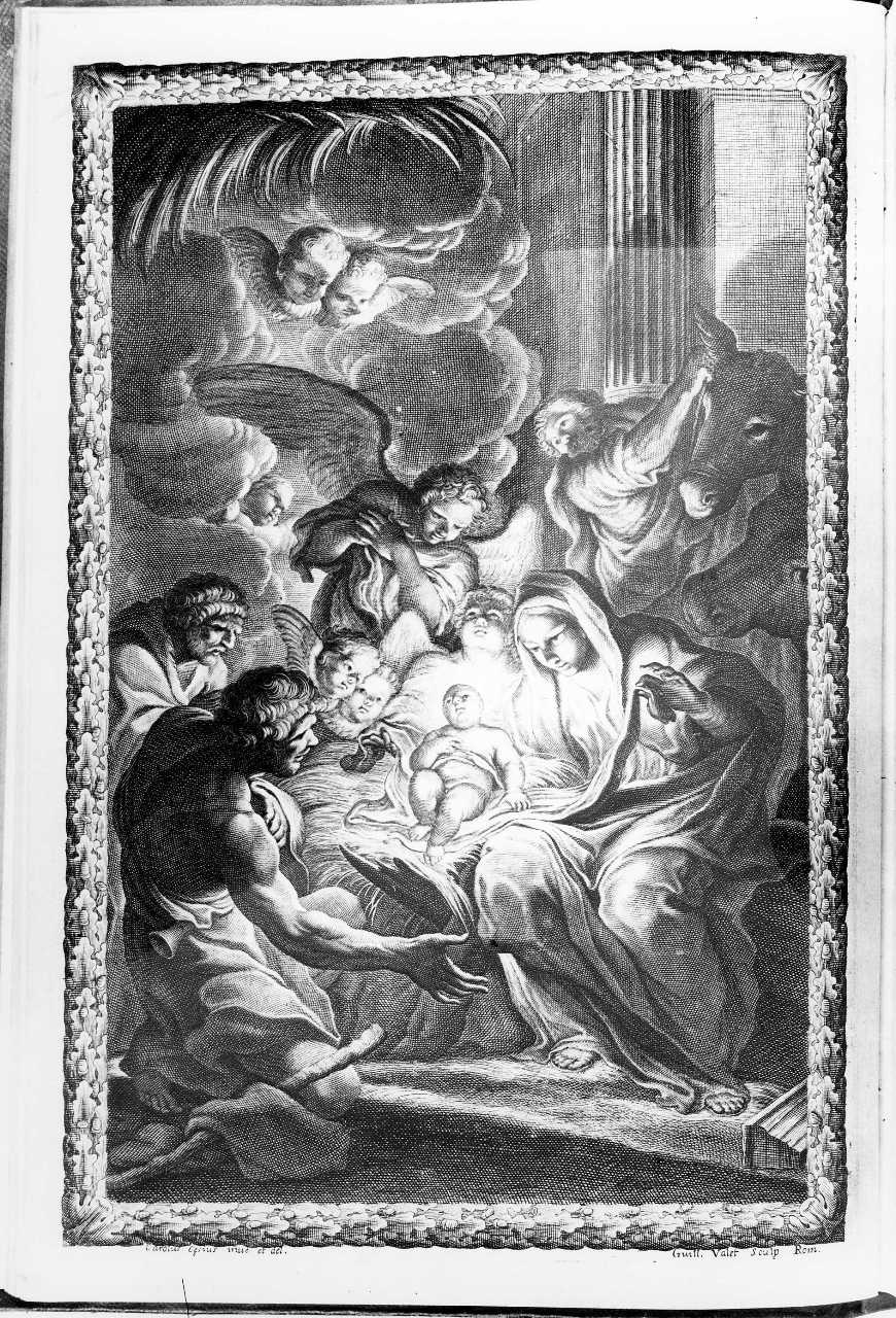 adorazione di Gesù Bambino (stampa) di Cesio Carlo, Valet Guillaume (terzo quarto sec. XVII)