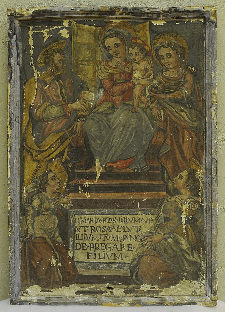 Madonna con Gesù Bambino con San Marco, Santa Giustina, Santa Dorotea e Santa Illuminata (dipinto, opera isolata) - ambito umbro (sec. XVI)