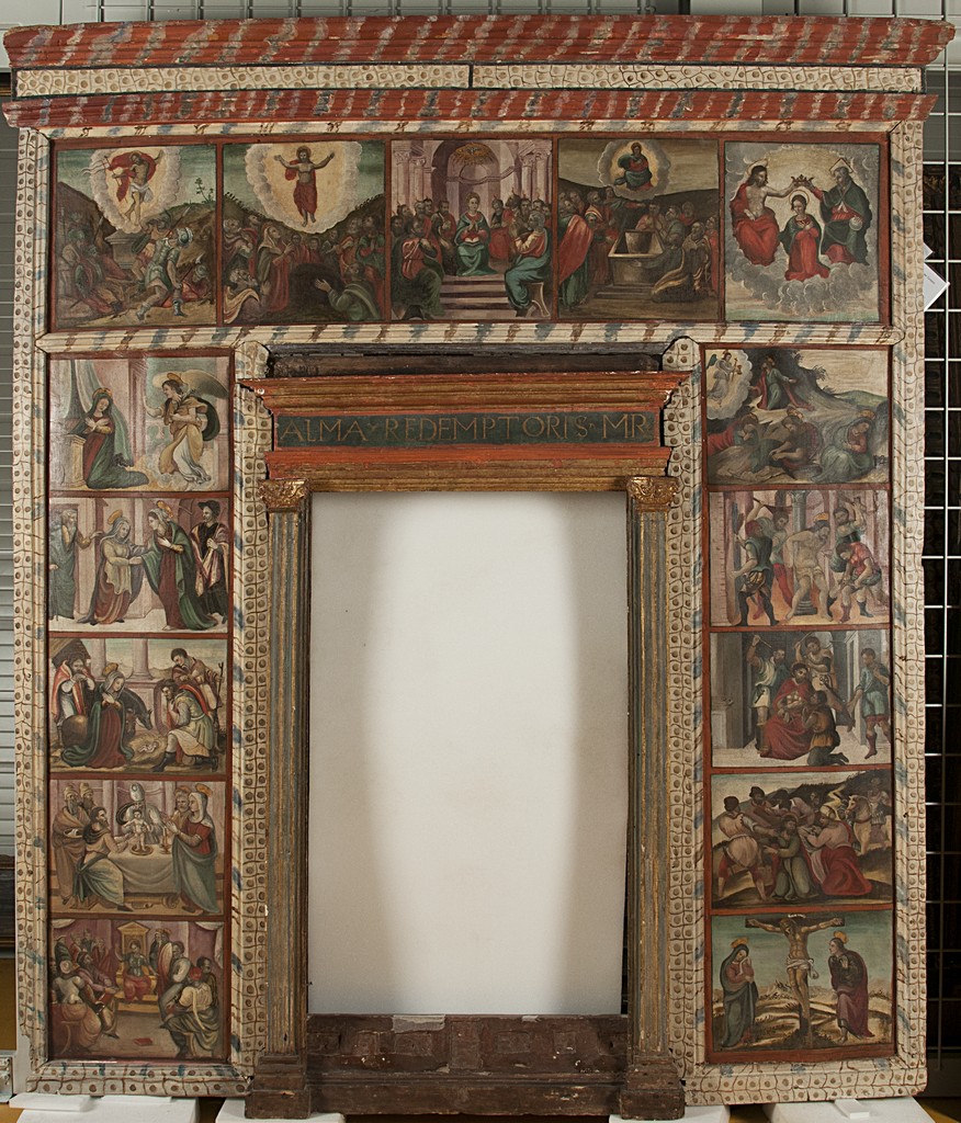 Tabernacolo di Acquaro, Misteri del rosario (mostra di tabernacolo, elemento d'insieme) - ambito umbro (prima metà sec. XVII)