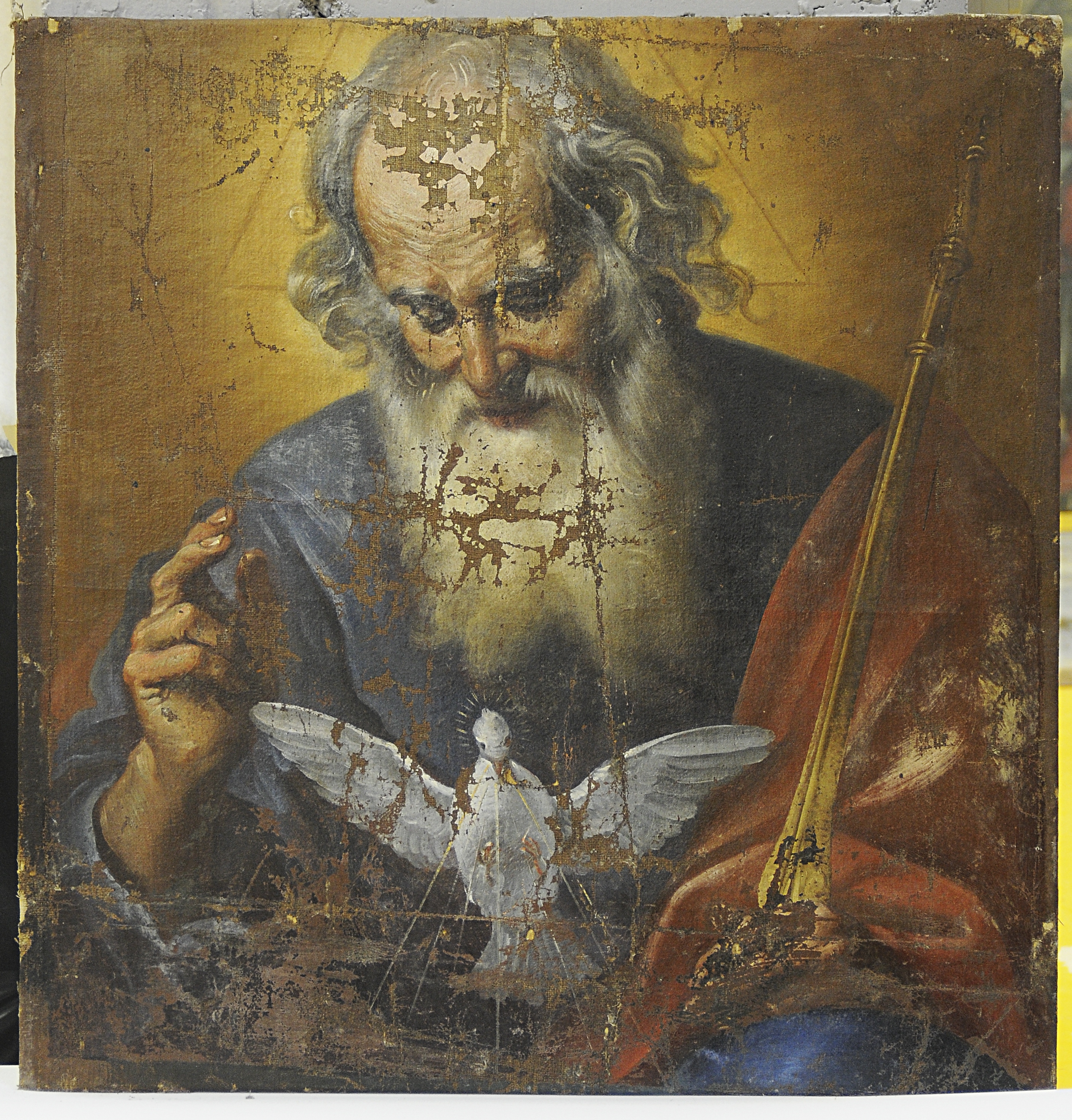 Dio Padre benedicente con colomba dello Spirito Santo (dipinto, elemento d'insieme) di Brandi Giacinto (attribuito) (terzo quarto XVII)