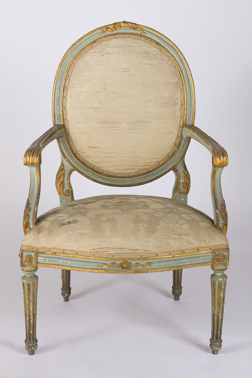 poltrona - con braccioli, serie - ambito piemontese (seconda metà sec. XVIII)