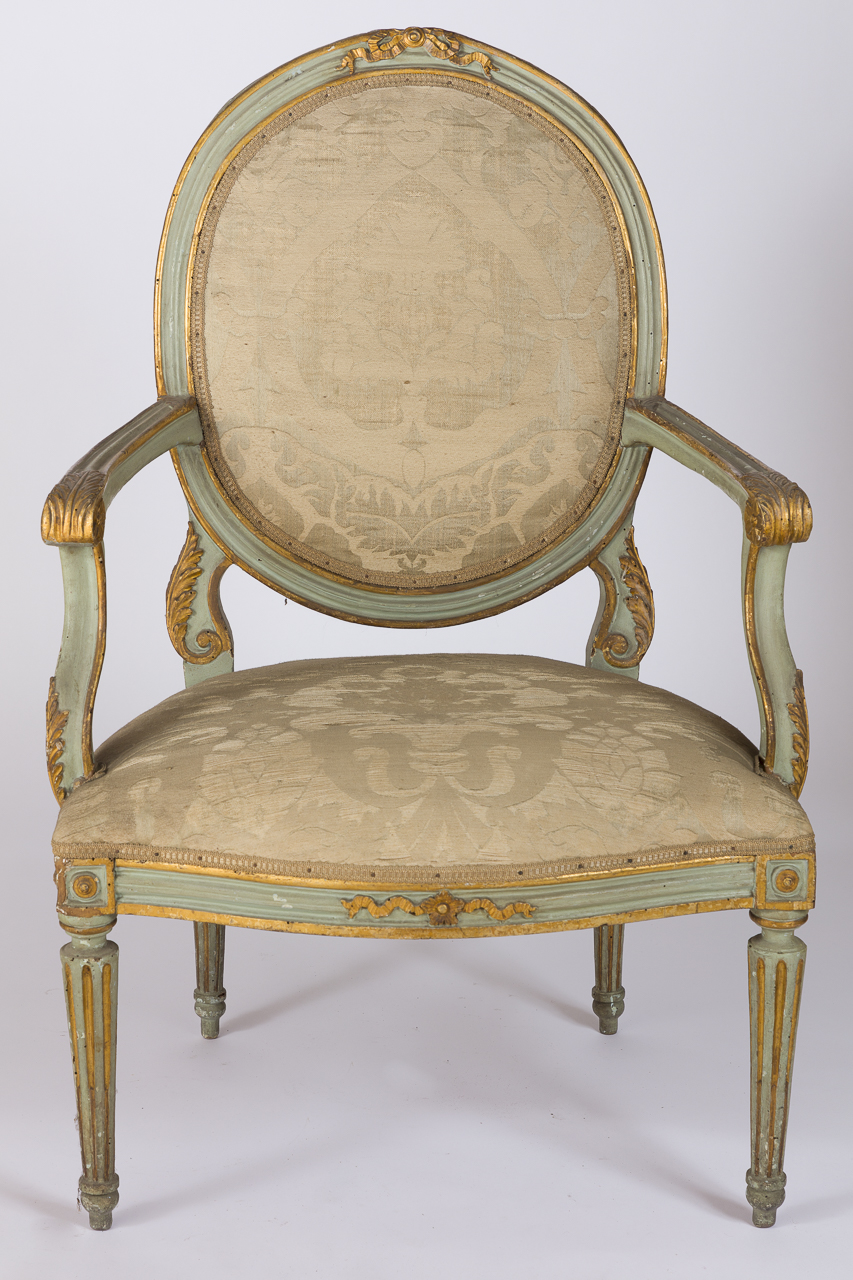 poltrona - con braccioli, serie - ambito piemontese (seconda metà sec. XVIII)