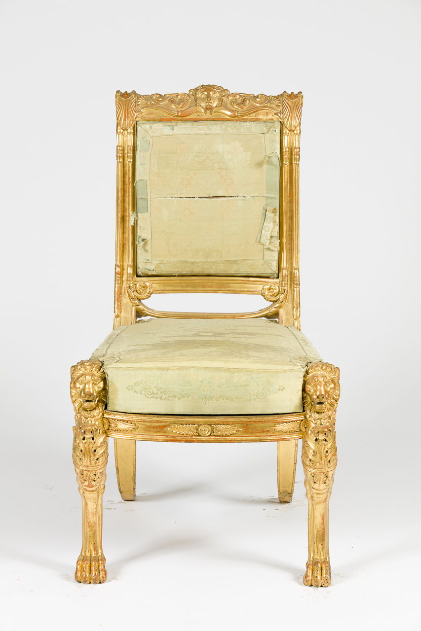 leoni (nei montanti anteriori) (sedia, serie) di Palagi, Pelagio, Capello, Gabriele (attribuito) (secondo quarto sec. XIX)