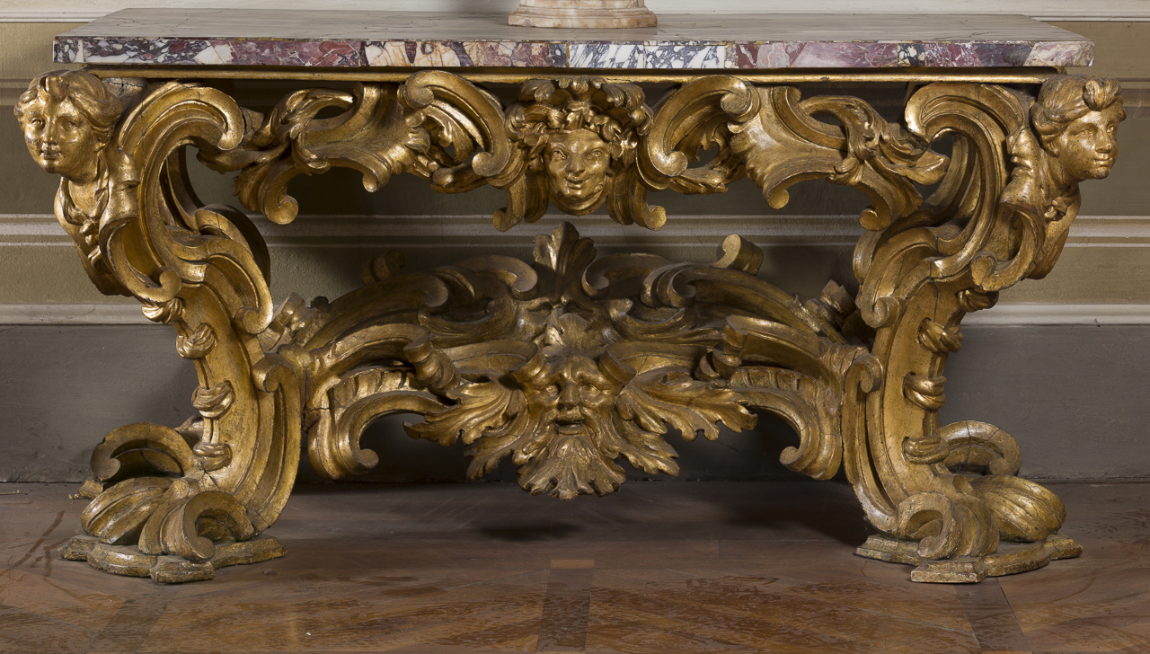 mascheroni/ teste umane/ fauno (console - rettangolare) - ambito romano (fine/ inizio sec. XVII)