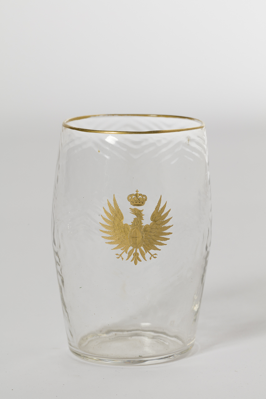 aquila/ corona/ stemma Savoia (bicchiere, elemento d'insieme) - ambito italiano (primo quarto sec. XX)