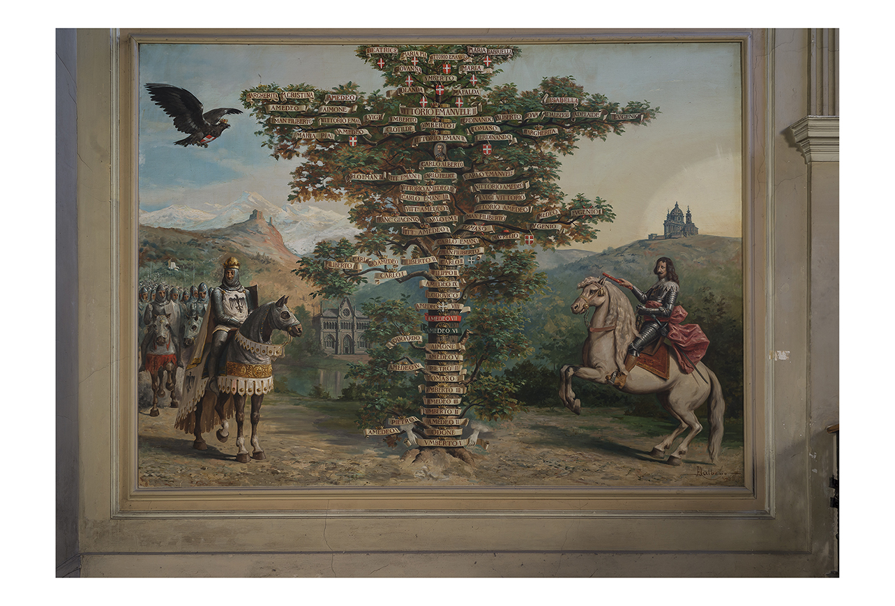 albero genealogico sabaudo (dipinto, complesso decorativo) di Dalbesio, Adolfo (inizio XX)