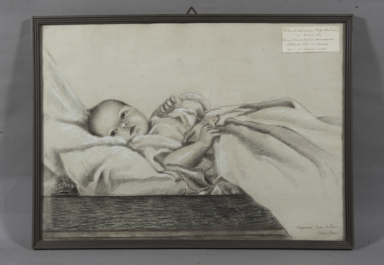 ritratto di Maria Pia di Savoia neonata (disegno, opera isolata) di Rossi, Maria (secondo quarto XX)