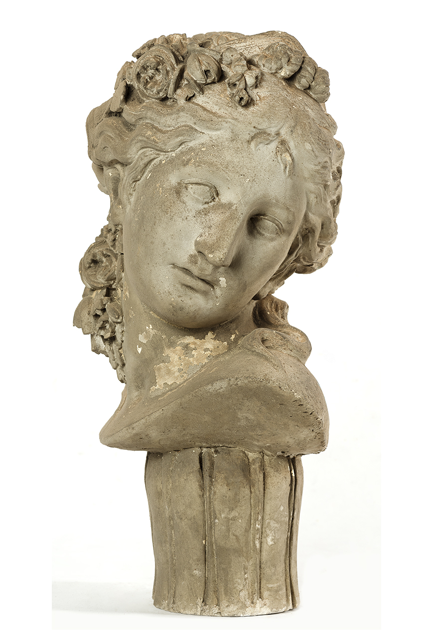 figura femminile (testa, opera isolata) - ambito piemontese (metà/ metà XVIII/ XIX)