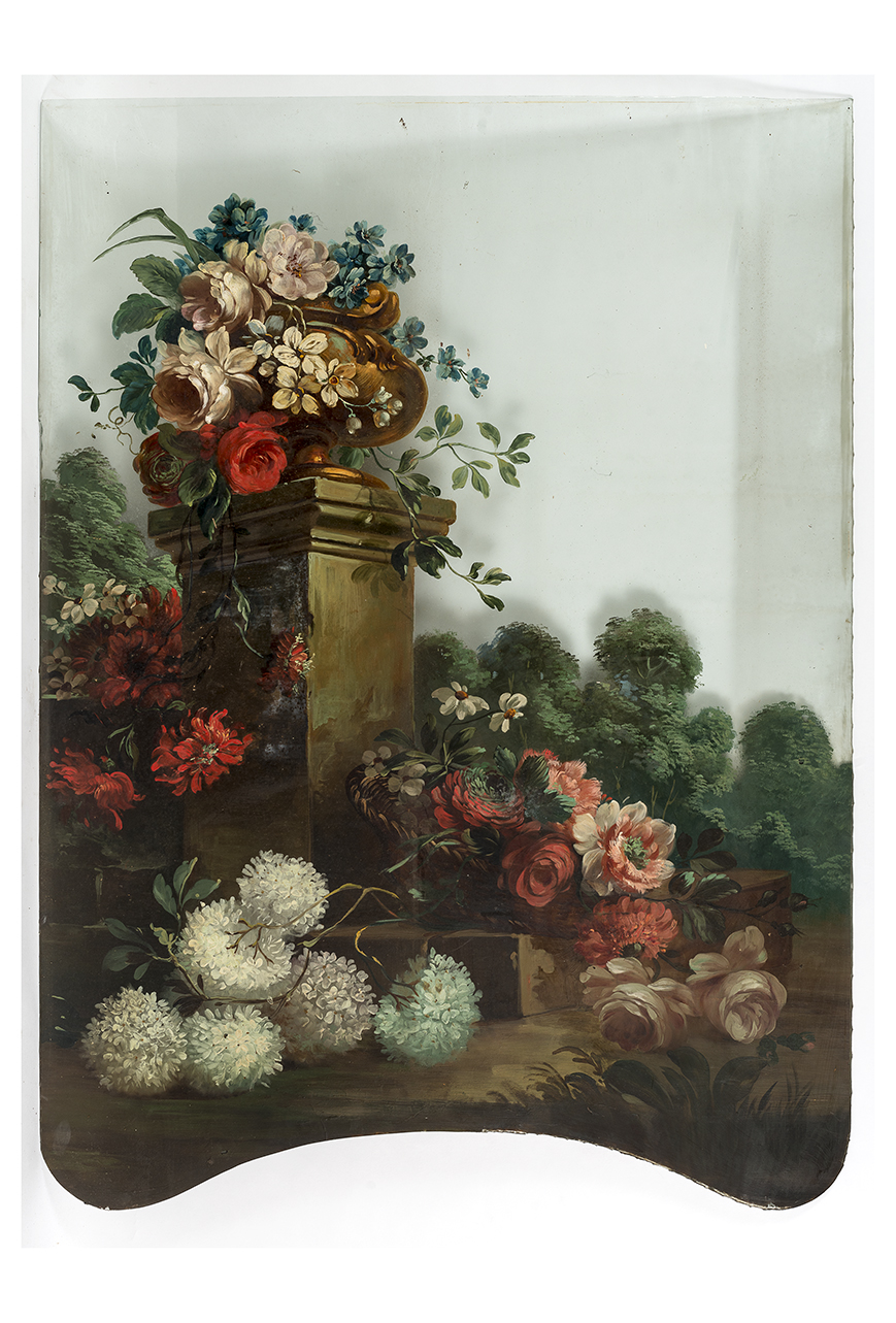vaso con fiori, motivi decorativi floreali, motivi decorativi floreali, motivi decorativi floreali (cassa, insieme) - ambito piemontese (seconda metà XVIII)