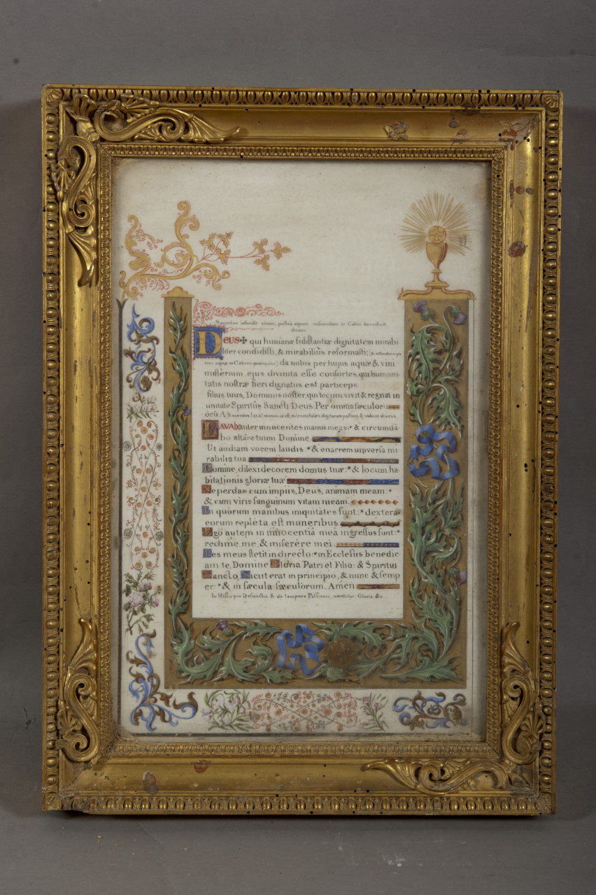 calice eucaristico e motivi decorativi vegetali (cartagloria, opera isolata) - ambito francese (prima metà XIX)