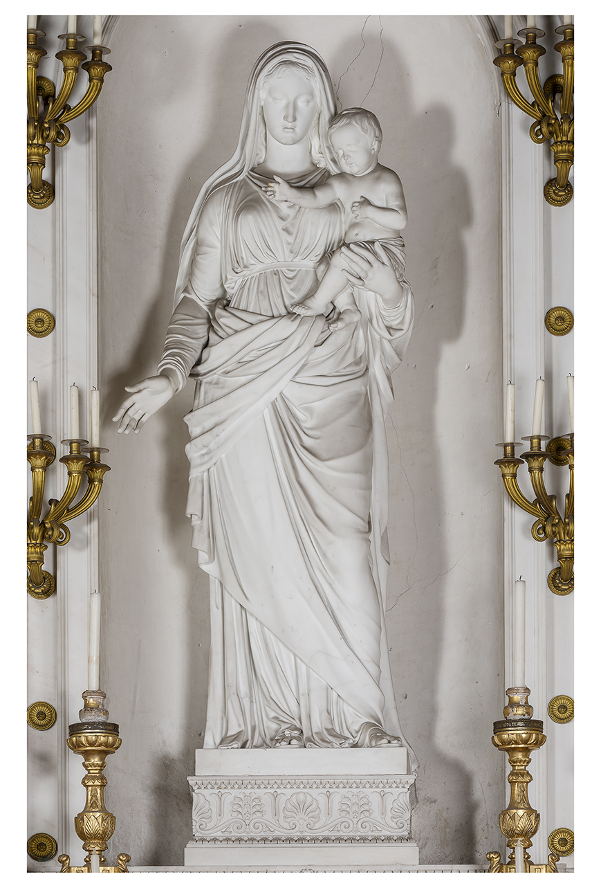 Sanctae Mariae ad nives, Madonna con Bambino (scultura, opera isolata) di Cacciatori, Benedetto (secondo quarto XIX)