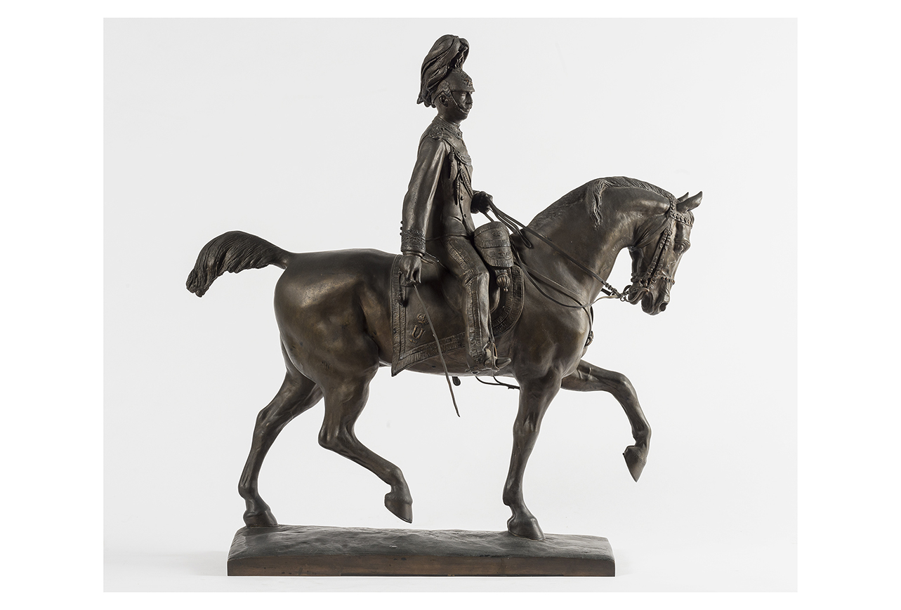 ritratto equestre di Umberto I di Savoia in divisa militare (statua equestre, opera isolata) di Tadolini Giulio, Nelli Fonderia (fine sec. XIX)