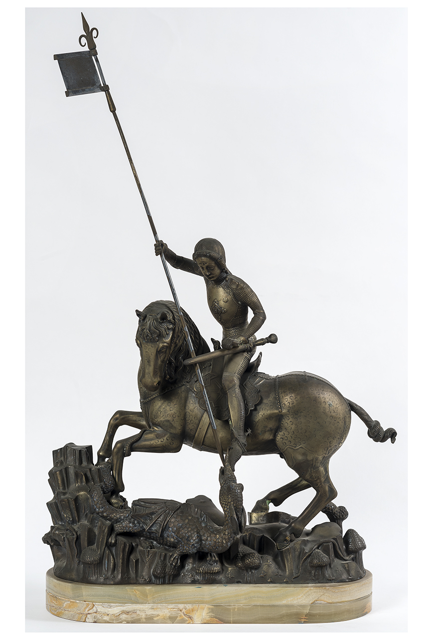 San Giorgio che uccide il drago (statua equestre, opera isolata) - ambito francese (metà sec. XIX)