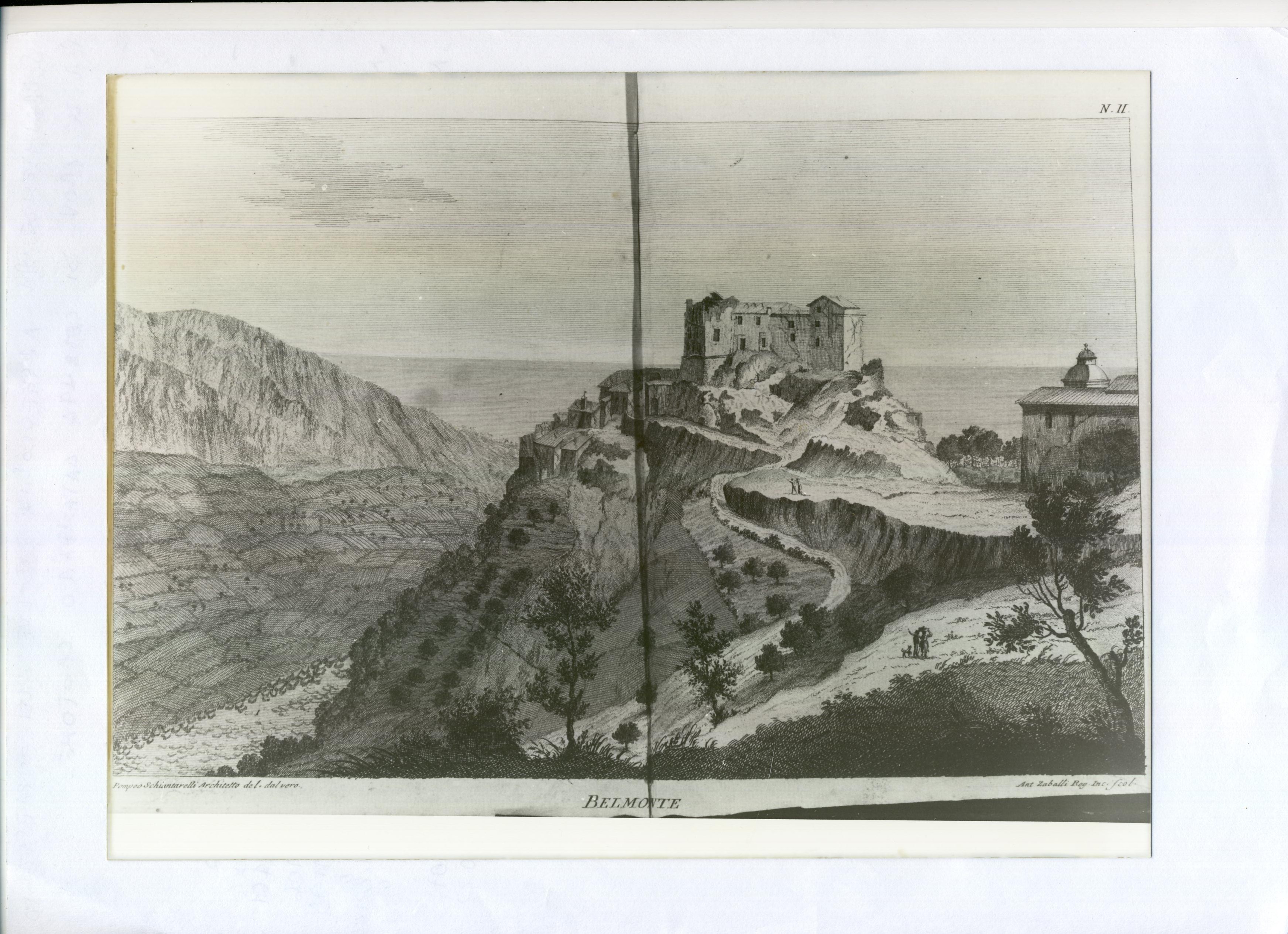 Belmonte, vista, panorama, profilo di una città (stampa, serie) di Schiantarelli Pompeo, Zaballi Antonio (XVIII)