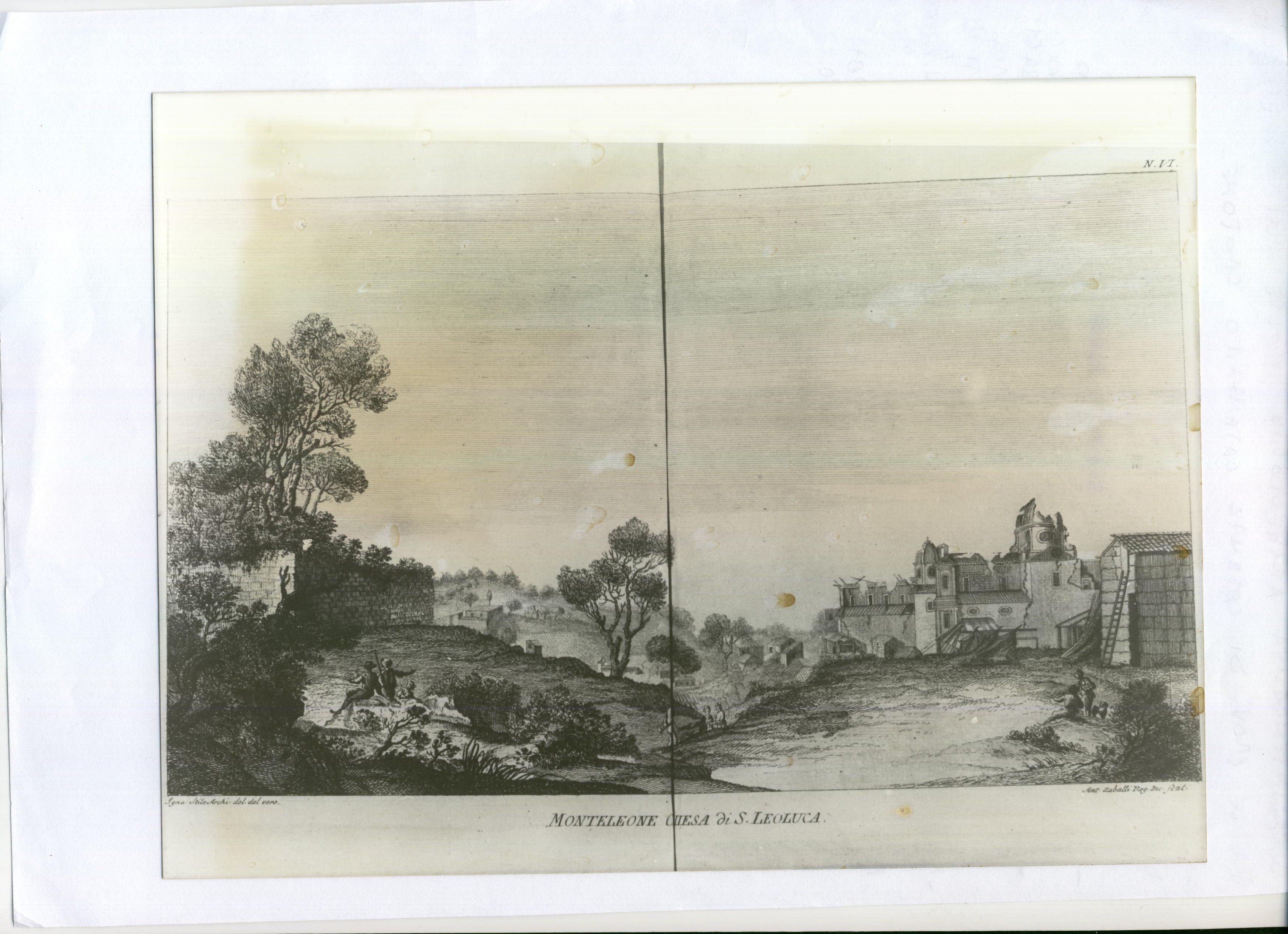 Monteleone Chiesa di S. Leoluca, vista, panorama, profilo di una città (stampa, serie) di Stile Ignazio, Zaballi Antonio (XVIII)