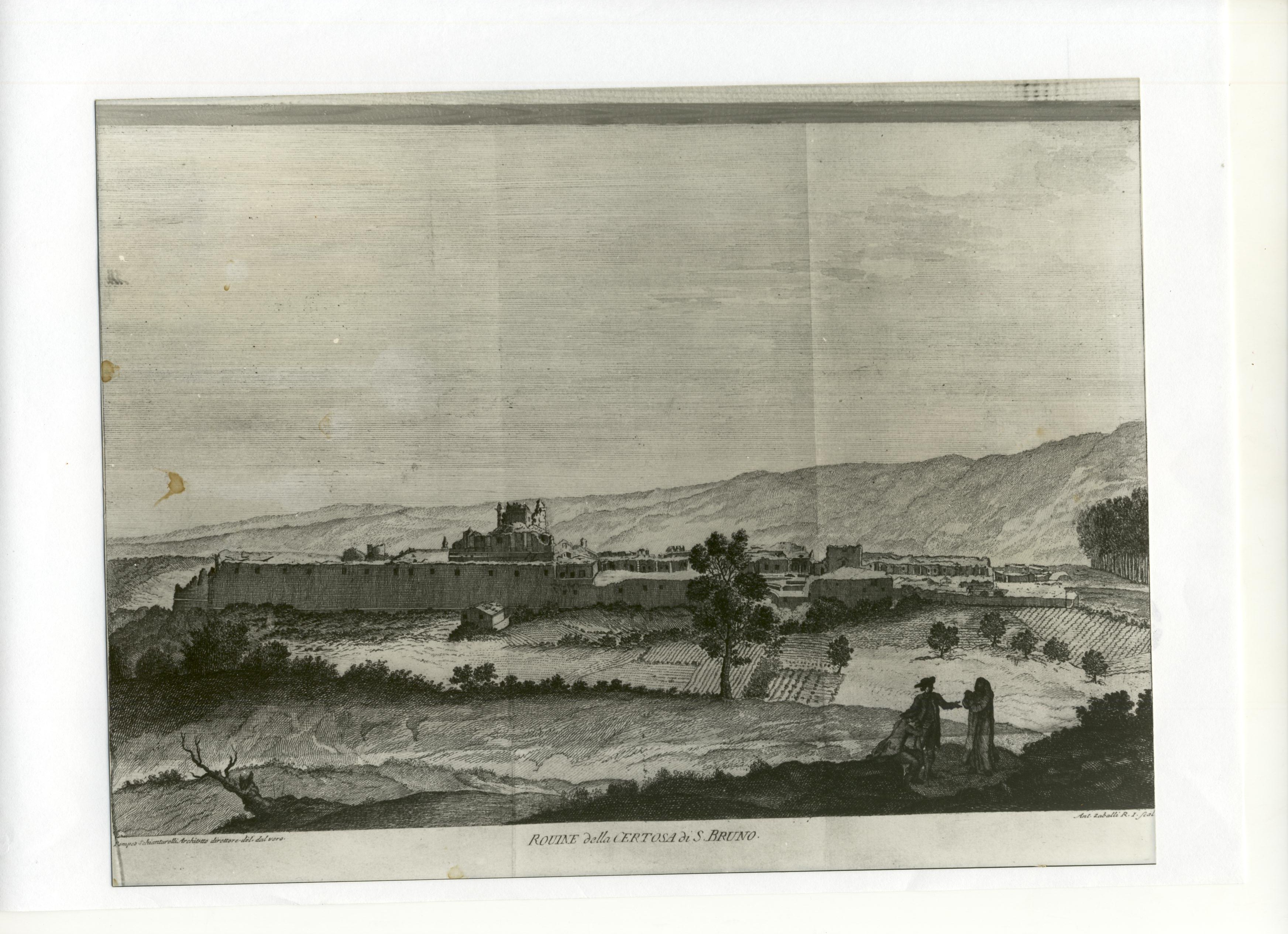 paesaggio con rovine (stampa, serie) di Schiantarelli Pompeo, Zaballi Antonio (XVIII)