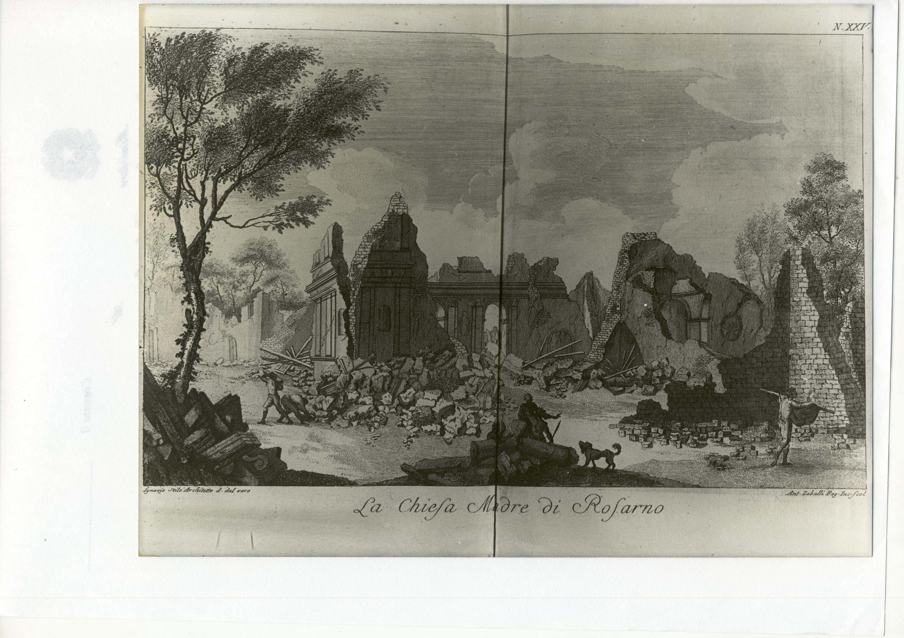 rovine di chiesa (stampa, serie) di Schiantarelli Pompeo, Stile Ignazio, Zaballi Antonio (XVIII)