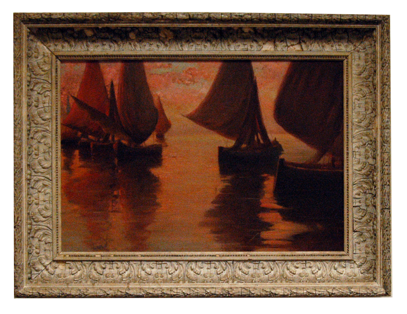 marina con pescatori e barche (dipinto) di Celommi Pasquale (prima metà sec. XX)