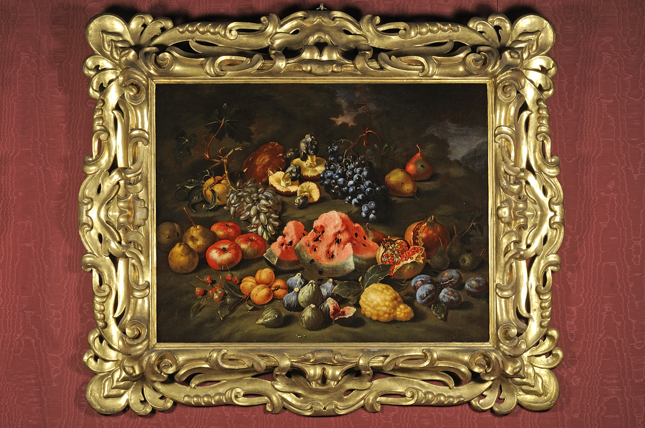 natura morta con frutta e funghi (dipinto) di Bimbi Bartolomeo (sec. XVII)