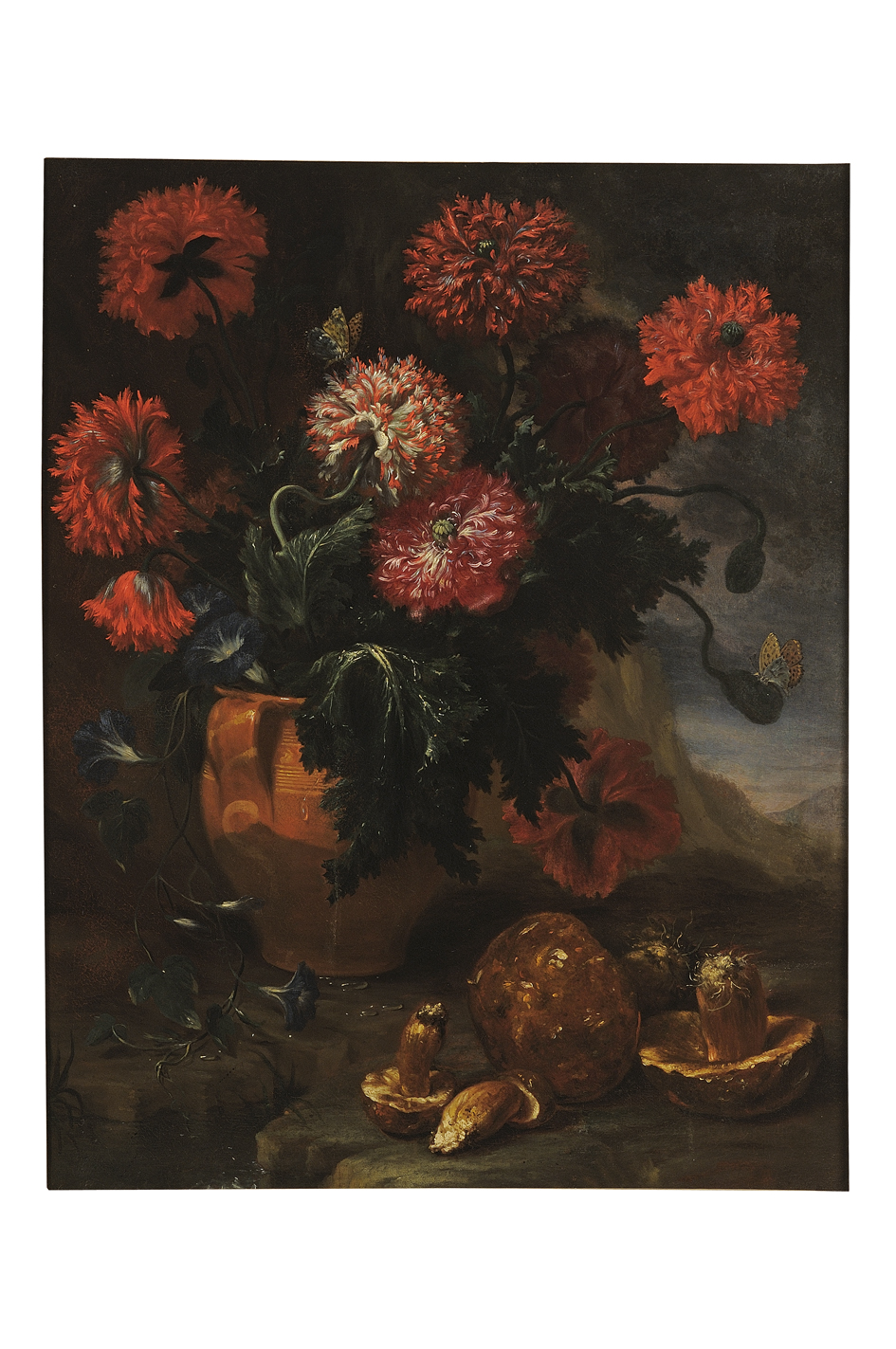 vaso con fiori e funghi (dipinto) di Bimbi Bartolomeo (sec. XVII)