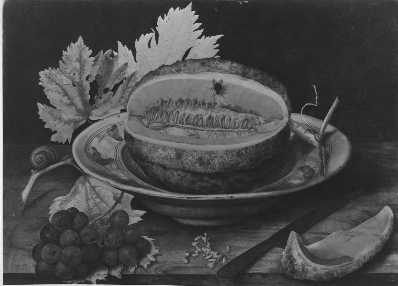 natura morta con melone e uva (dipinto) di Garzoni Giovanna (sec. XVII)