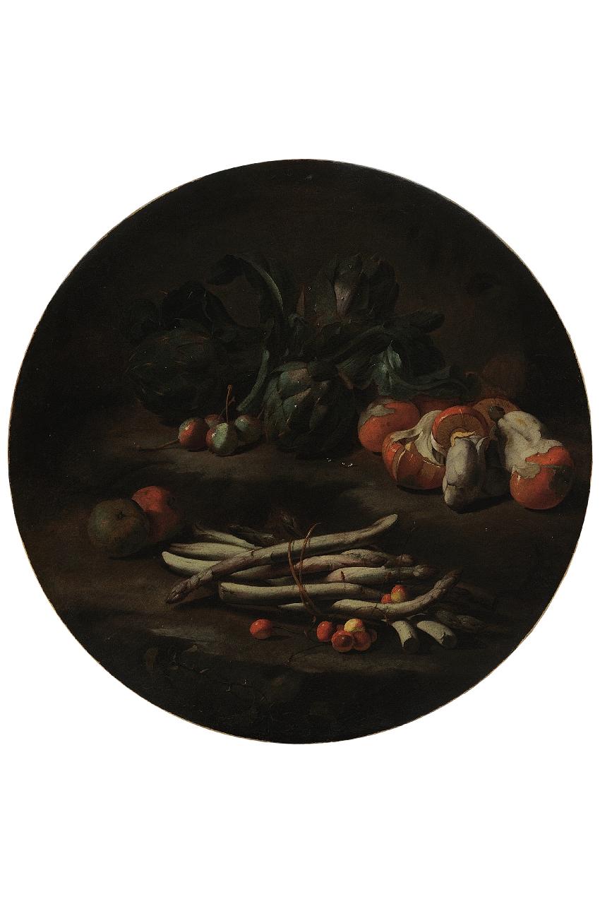 natura morta di verdura e frutta (dipinto) di Pseudo Fardella (seconda metà sec. XVII)